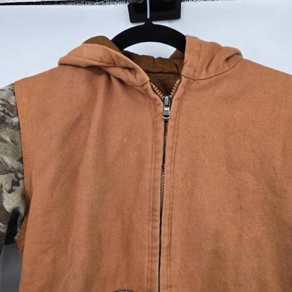 Outdoor Habitat Hooded‎ Jacket Canvas Camo Hunting Outdoors Full Zip Warm Kids